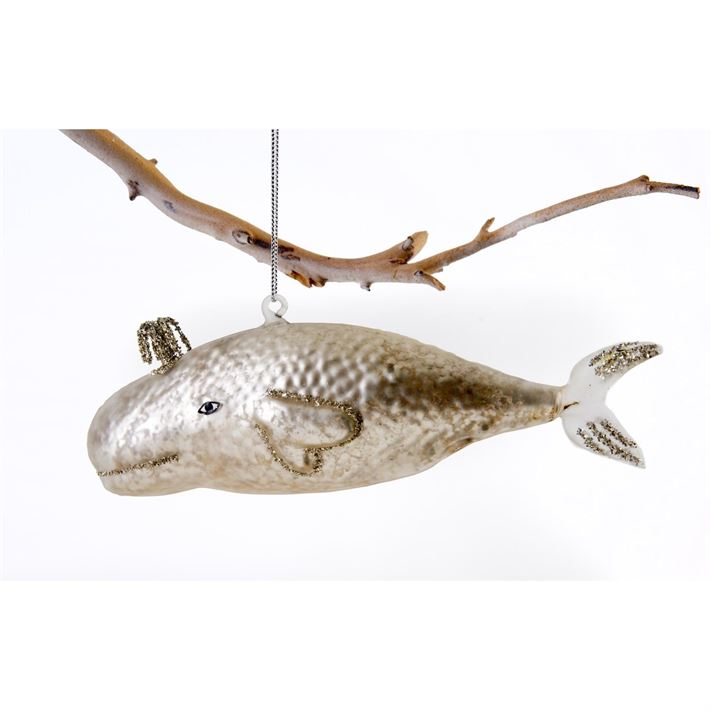 Whale Ornament Cream-Ornaments-Vixen Collection, Day Spa and Women's Boutique Located in Seattle, Washington