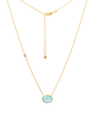 Aqua Chalcedony Oval Pendant-Necklaces-Vixen Collection, Day Spa and Women's Boutique Located in Seattle, Washington