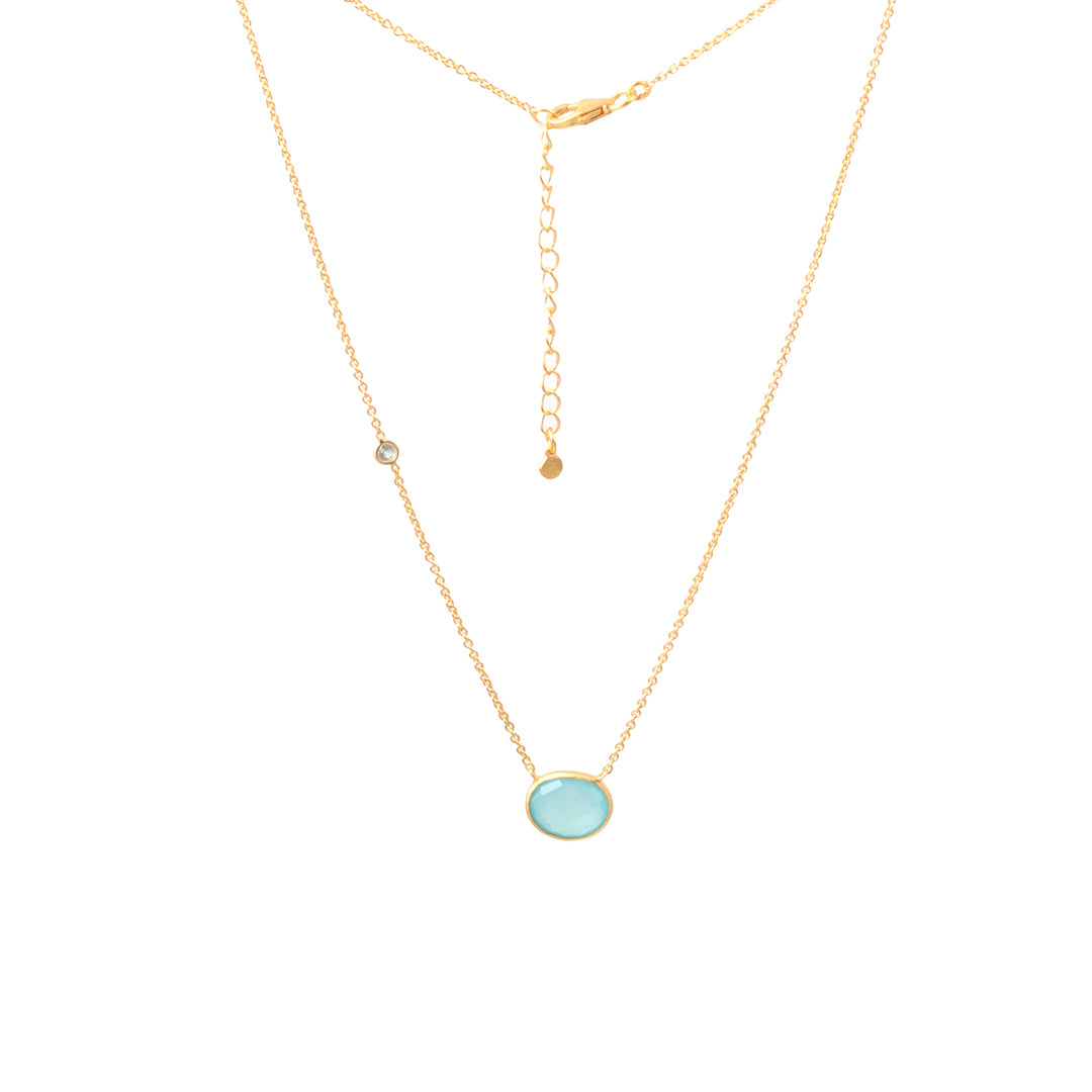 Aqua Chalcedony Oval Pendant-Necklaces-Vixen Collection, Day Spa and Women's Boutique Located in Seattle, Washington