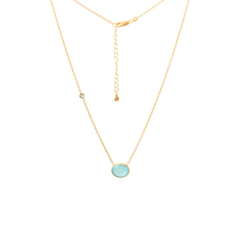 Aqua Chalcedony Oval Pendant-Necklaces-Vixen Collection, Day Spa and Women's Boutique Located in Seattle, Washington
