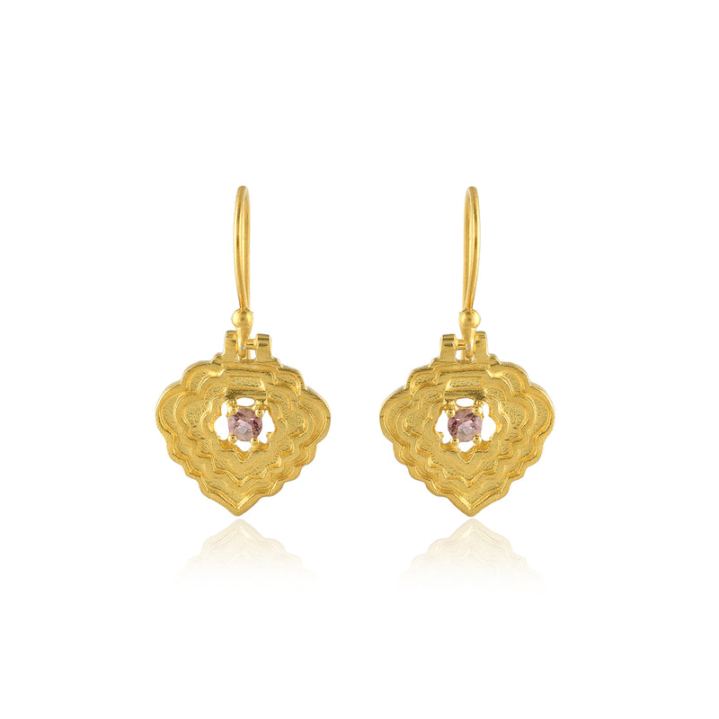 Diamond Shape Earrings with a Pink Tourmaline-Earrings-Vixen Collection, Day Spa and Women's Boutique Located in Seattle, Washington