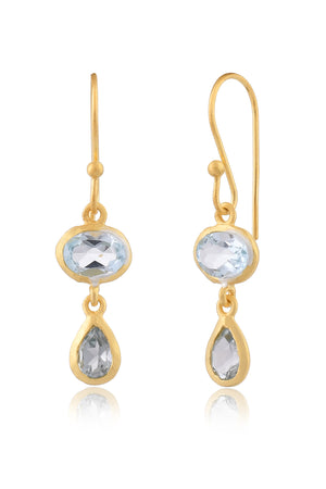 Two Stone Blue Topaz Earrings-Earrings-Vixen Collection, Day Spa and Women's Boutique Located in Seattle, Washington