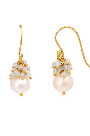 Pearl Aquamarine Bead Earrings-Earrings-Vixen Collection, Day Spa and Women's Boutique Located in Seattle, Washington
