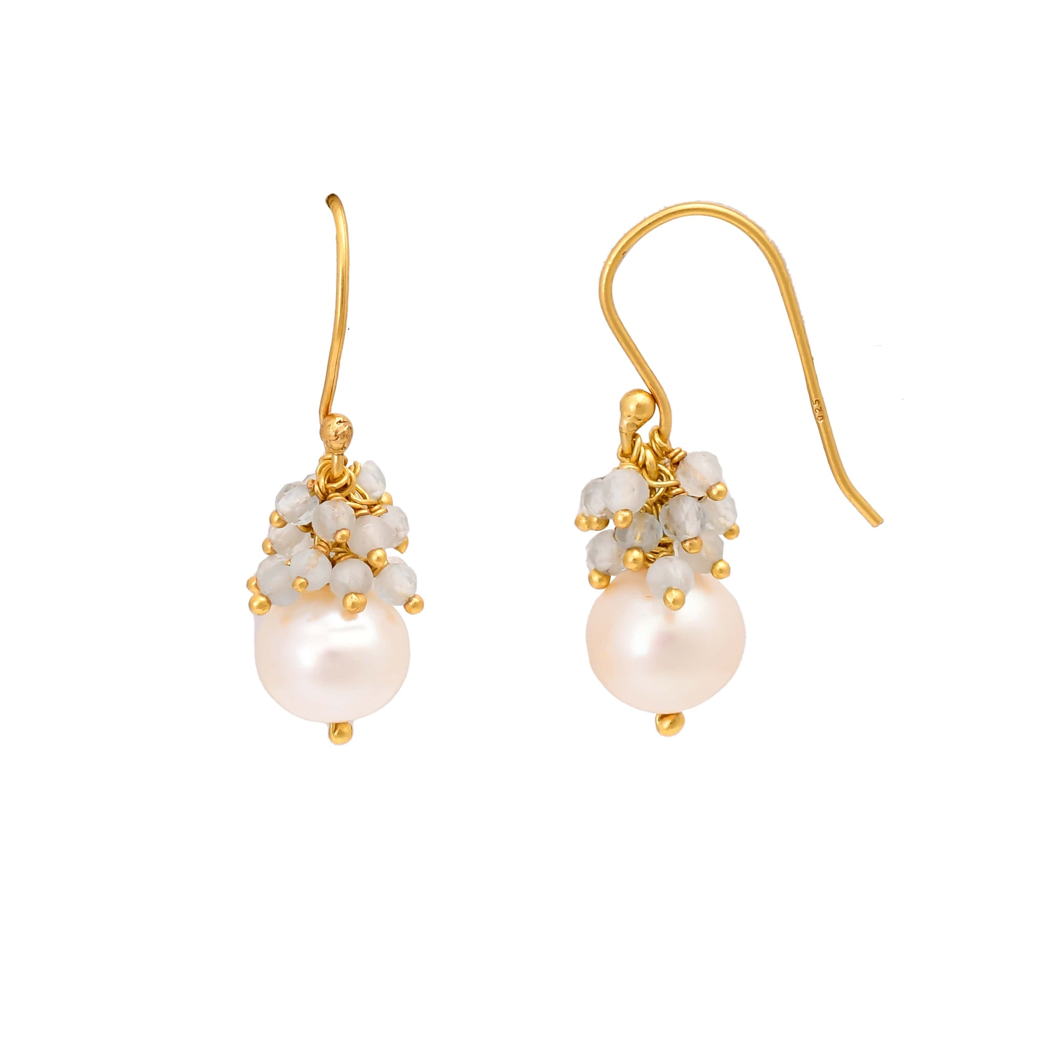 Pearl Aquamarine Bead Earrings-Earrings-Vixen Collection, Day Spa and Women's Boutique Located in Seattle, Washington