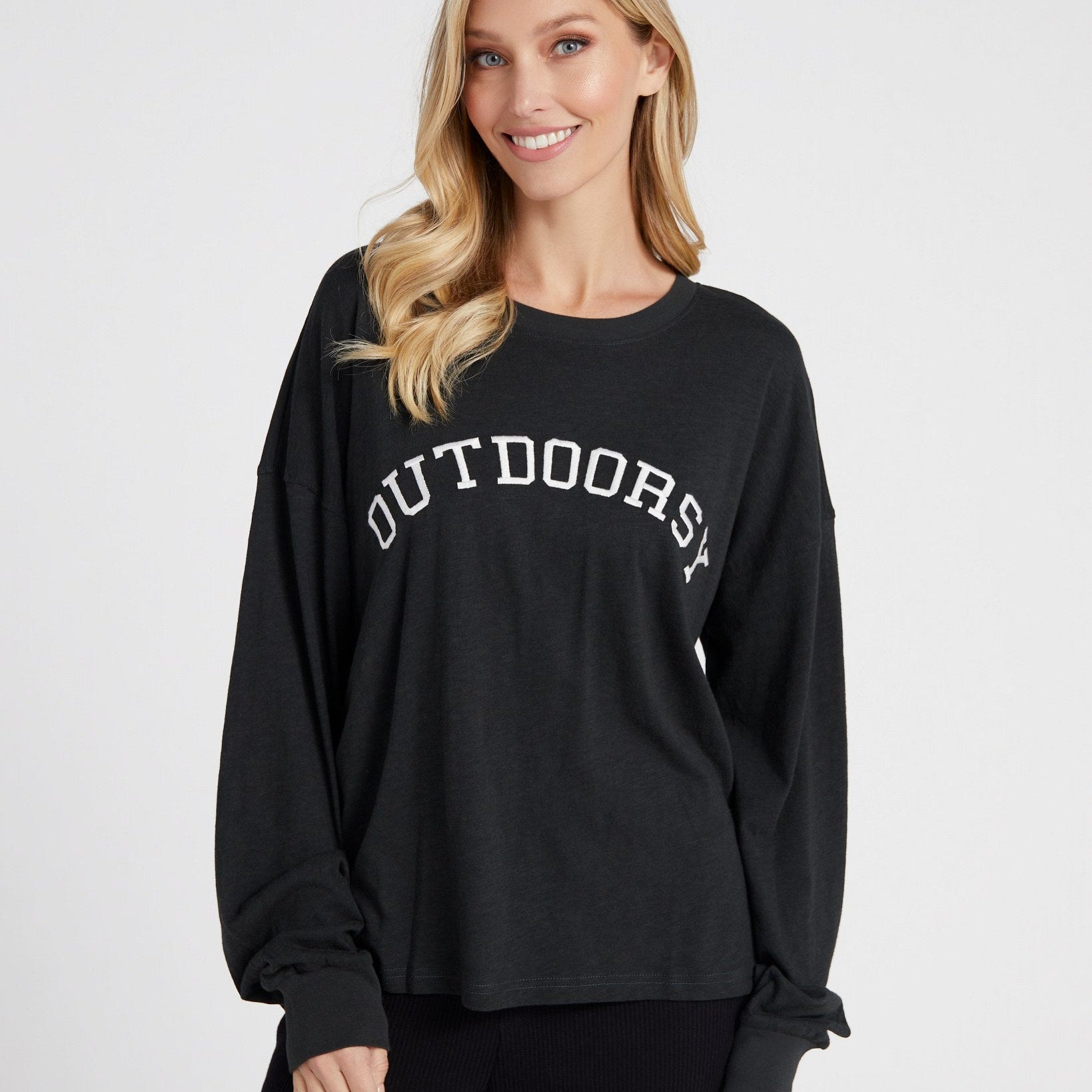 Outdoorsy Long Sleeve Top-Loungewear Tops-Vixen Collection, Day Spa and Women's Boutique Located in Seattle, Washington