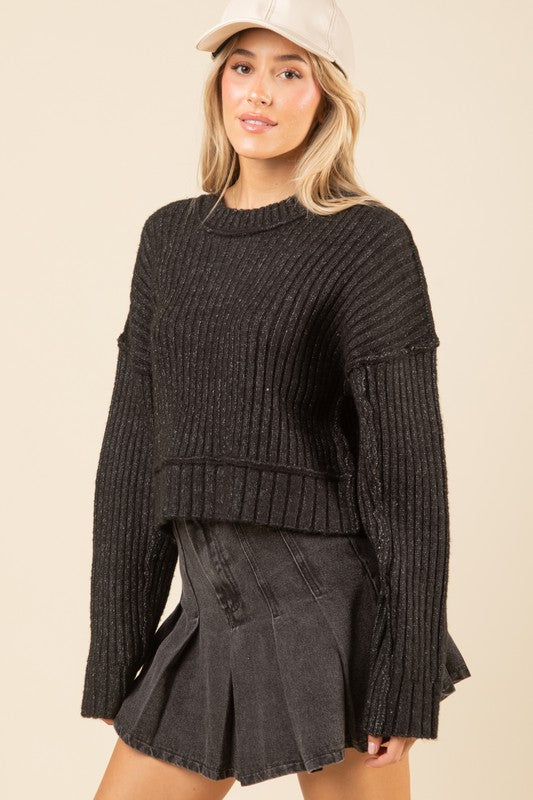 Match Point Oversized Ribbed Sweater-Sweaters-Vixen Collection, Day Spa and Women's Boutique Located in Seattle, Washington