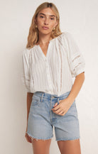 Elliot Lace Inset Top-Short Sleeves-Vixen Collection, Day Spa and Women's Boutique Located in Seattle, Washington