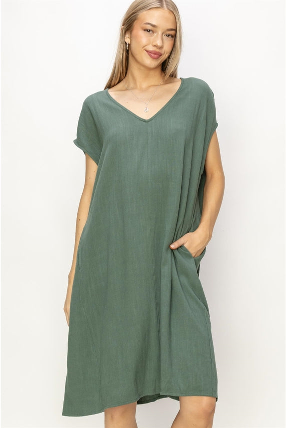 Juliette Oversized Linen Dress-Dresses-Vixen Collection, Day Spa and Women's Boutique Located in Seattle, Washington