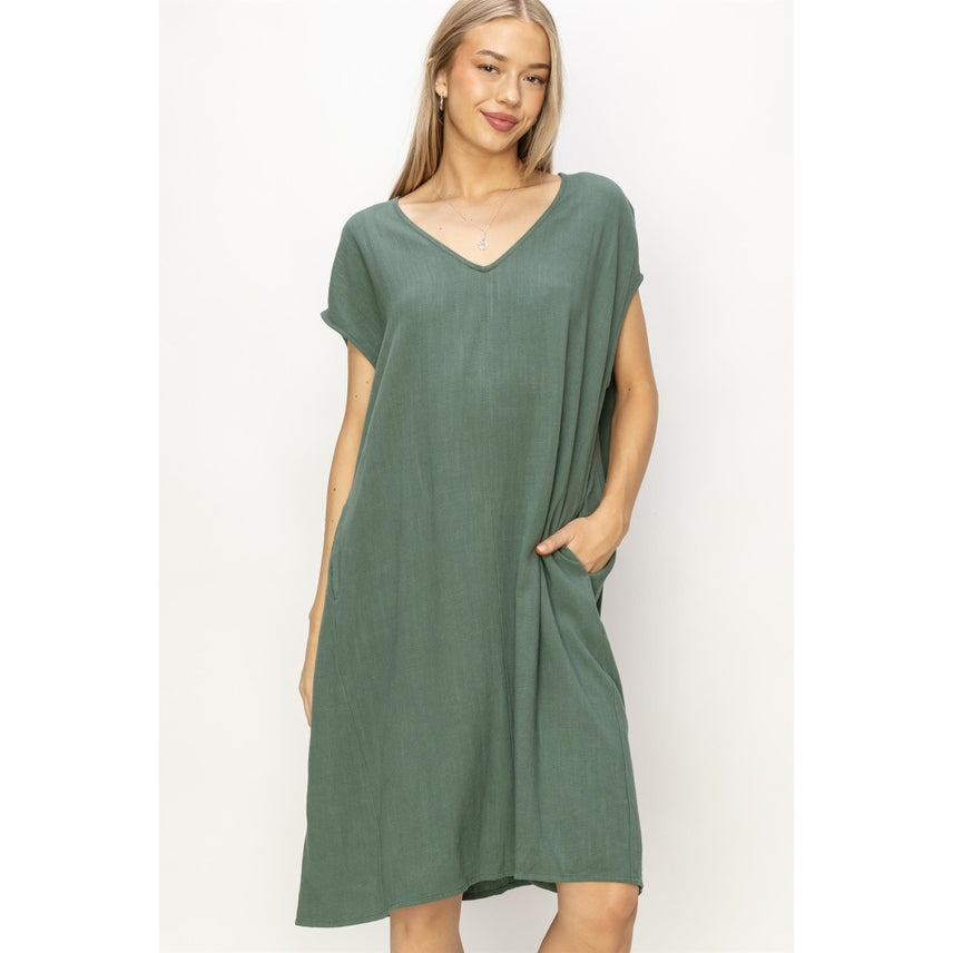 Juliette Oversized Linen Dress-Dresses-Vixen Collection, Day Spa and Women's Boutique Located in Seattle, Washington