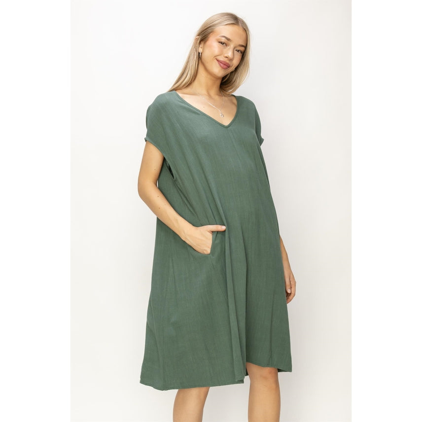 Juliette Oversized Linen Dress-Dresses-Vixen Collection, Day Spa and Women's Boutique Located in Seattle, Washington