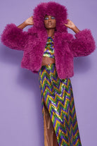 Jayley Pink Faux Fur Jacket-Jackets-Vixen Collection, Day Spa and Women's Boutique Located in Seattle, Washington