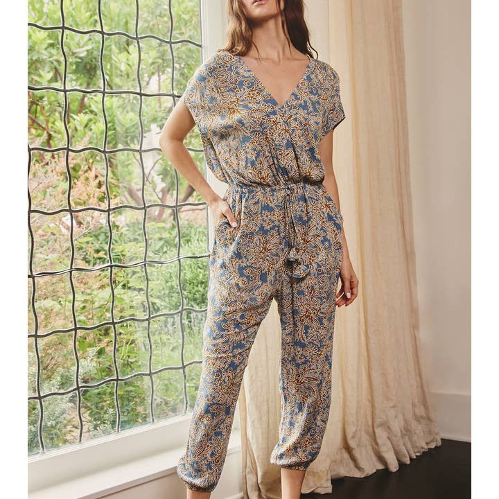 Drifting Dreams Paisley Drawstring Jumpsuit-Jumpsuits-Vixen Collection, Day Spa and Women's Boutique Located in Seattle, Washington