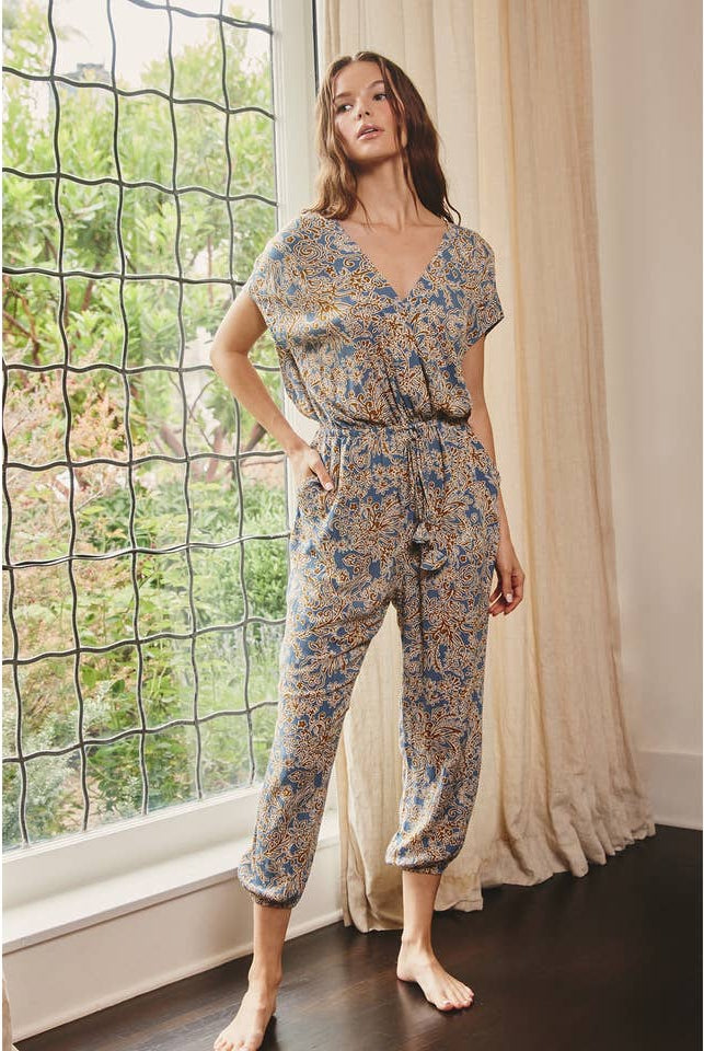 Drifting Dreams Paisley Drawstring Jumpsuit-Jumpsuits-Vixen Collection, Day Spa and Women's Boutique Located in Seattle, Washington