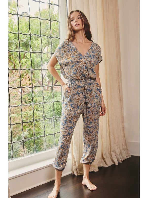 Drifting Dreams Paisley Drawstring Jumpsuit-Jumpsuits-Vixen Collection, Day Spa and Women's Boutique Located in Seattle, Washington