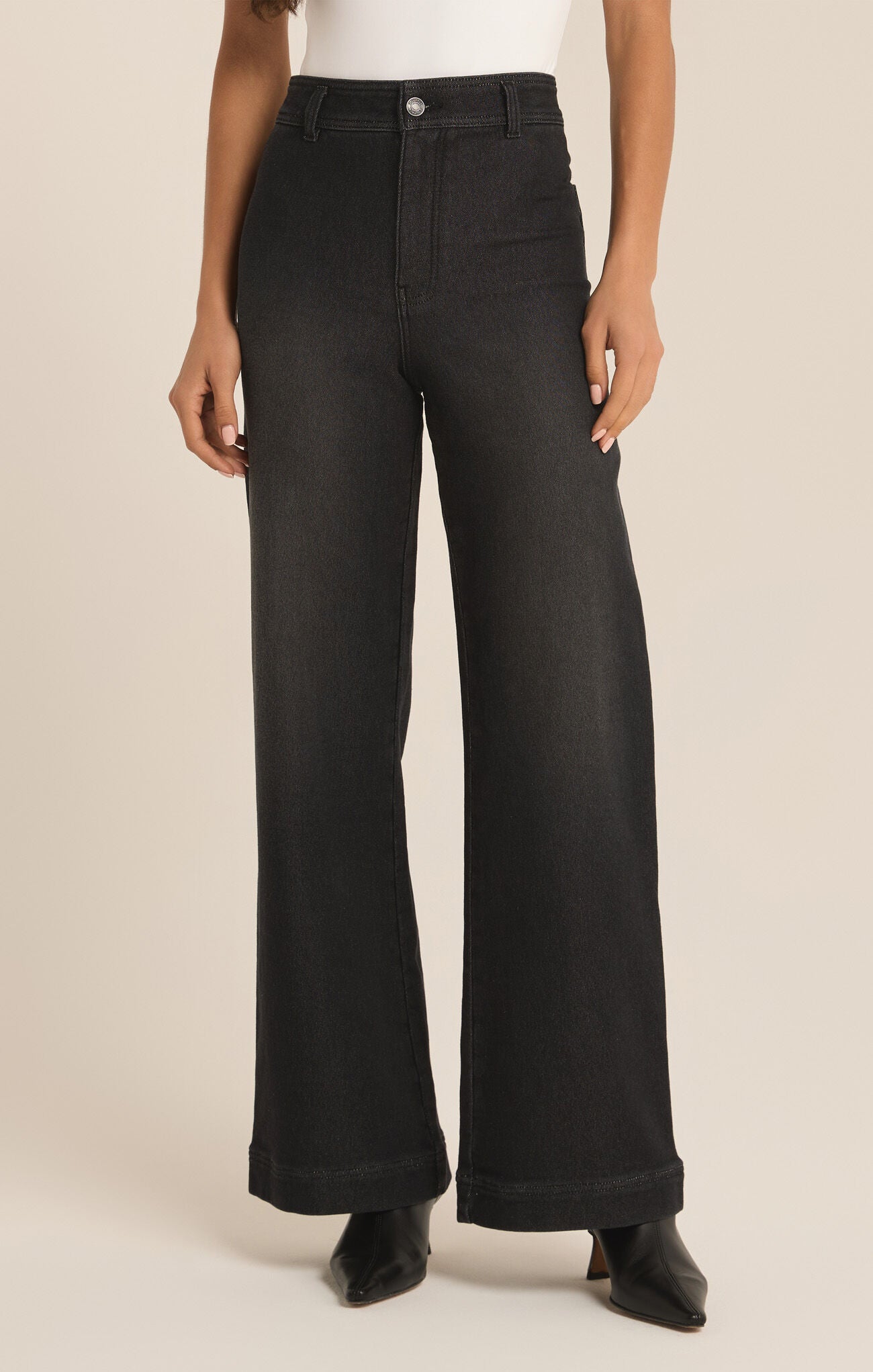 Rilynn Wide Leg Denim Trouser-Pants-Vixen Collection, Day Spa and Women's Boutique Located in Seattle, Washington