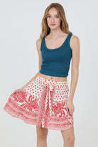Scarlet Tropical Mini Skirt-Skirts-Vixen Collection, Day Spa and Women's Boutique Located in Seattle, Washington