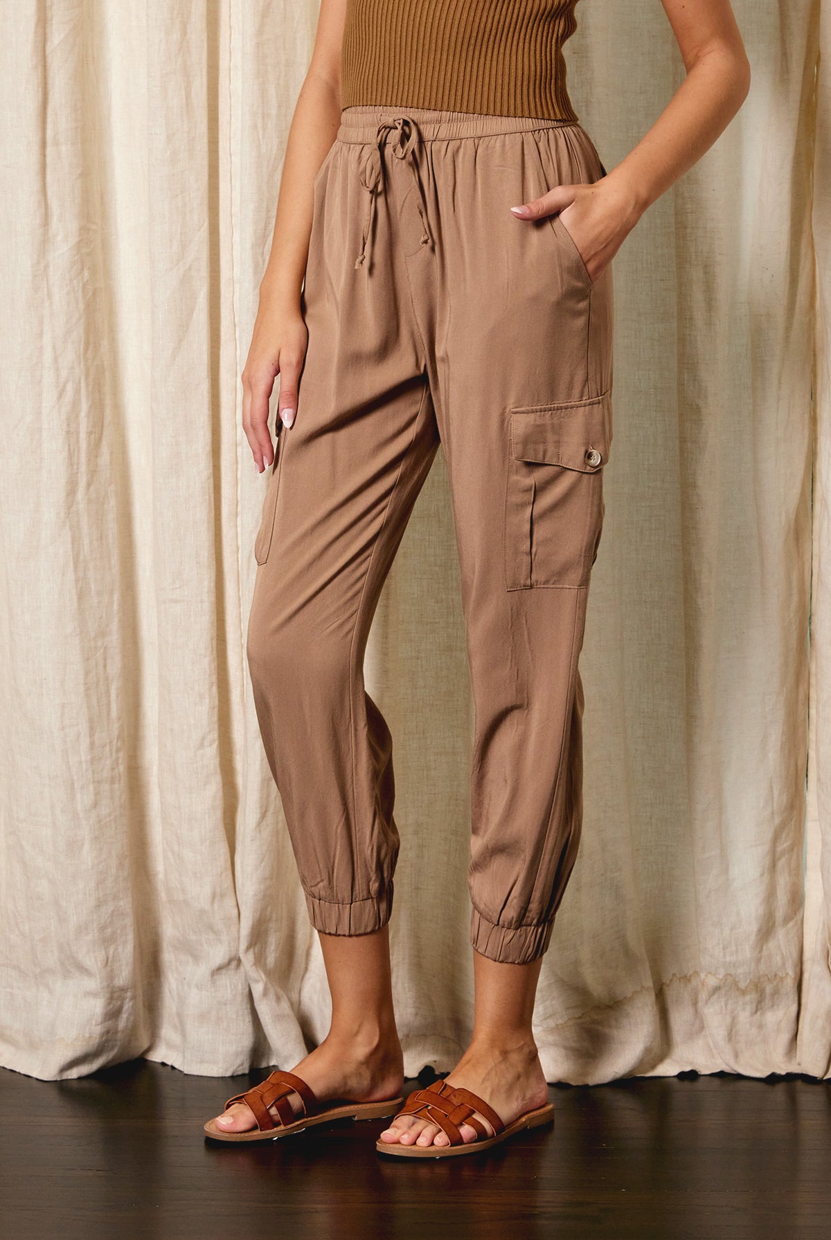 Washed Cargo Joggers-Pants-Vixen Collection, Day Spa and Women's Boutique Located in Seattle, Washington