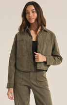 All Day Cropped Washed Jacket-Jackets-Vixen Collection, Day Spa and Women's Boutique Located in Seattle, Washington