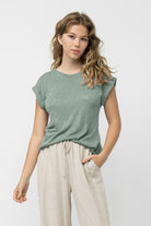 Rolled Edge Tee-Short Sleeves-Vixen Collection, Day Spa and Women's Boutique Located in Seattle, Washington