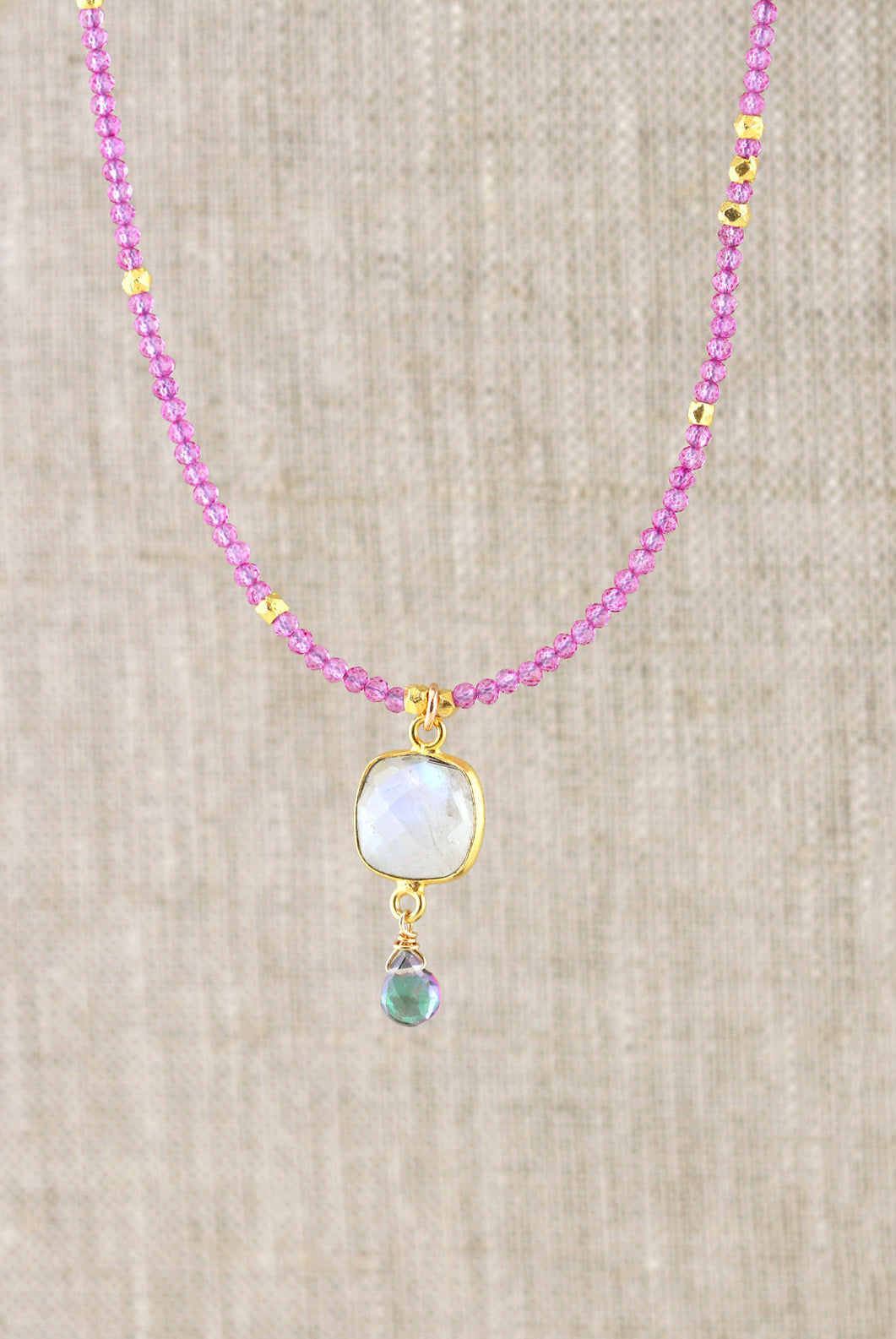Moonstone Gold Bezel Necklace-Necklaces-Vixen Collection, Day Spa and Women's Boutique Located in Seattle, Washington