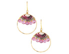 Large Gold Pink Topaz Hoops-Earrings-Vixen Collection, Day Spa and Women's Boutique Located in Seattle, Washington