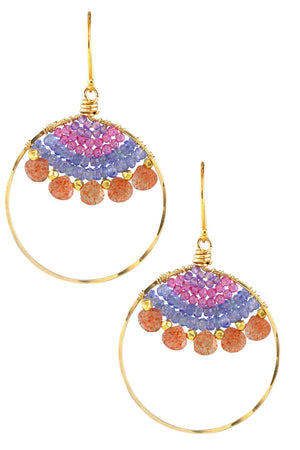 Large Gold Sunstone Hoops-Earrings-Vixen Collection, Day Spa and Women's Boutique Located in Seattle, Washington