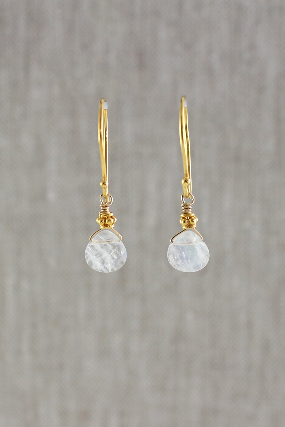 Tiny Gold Moonstone Earrings-Earrings-Vixen Collection, Day Spa and Women's Boutique Located in Seattle, Washington