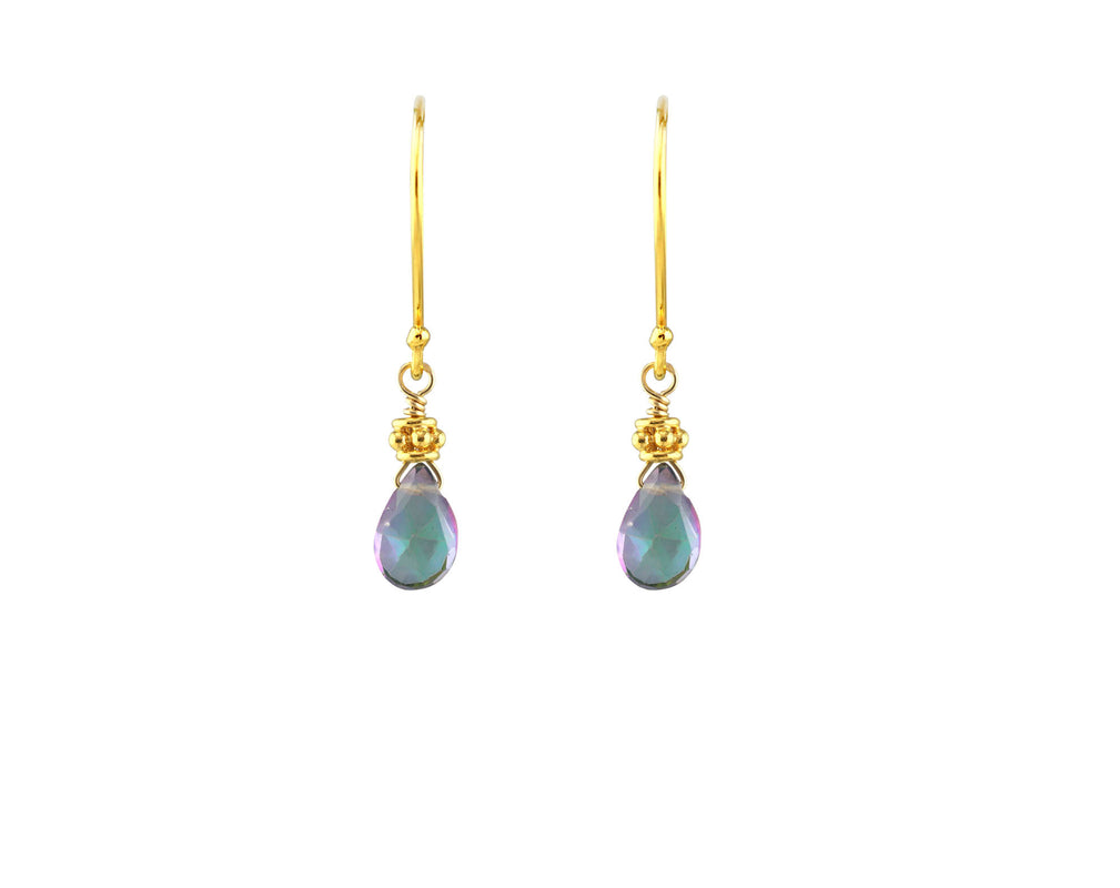 Tiny Gold Mystic Topaz Earrings-Earrings-Vixen Collection, Day Spa and Women's Boutique Located in Seattle, Washington