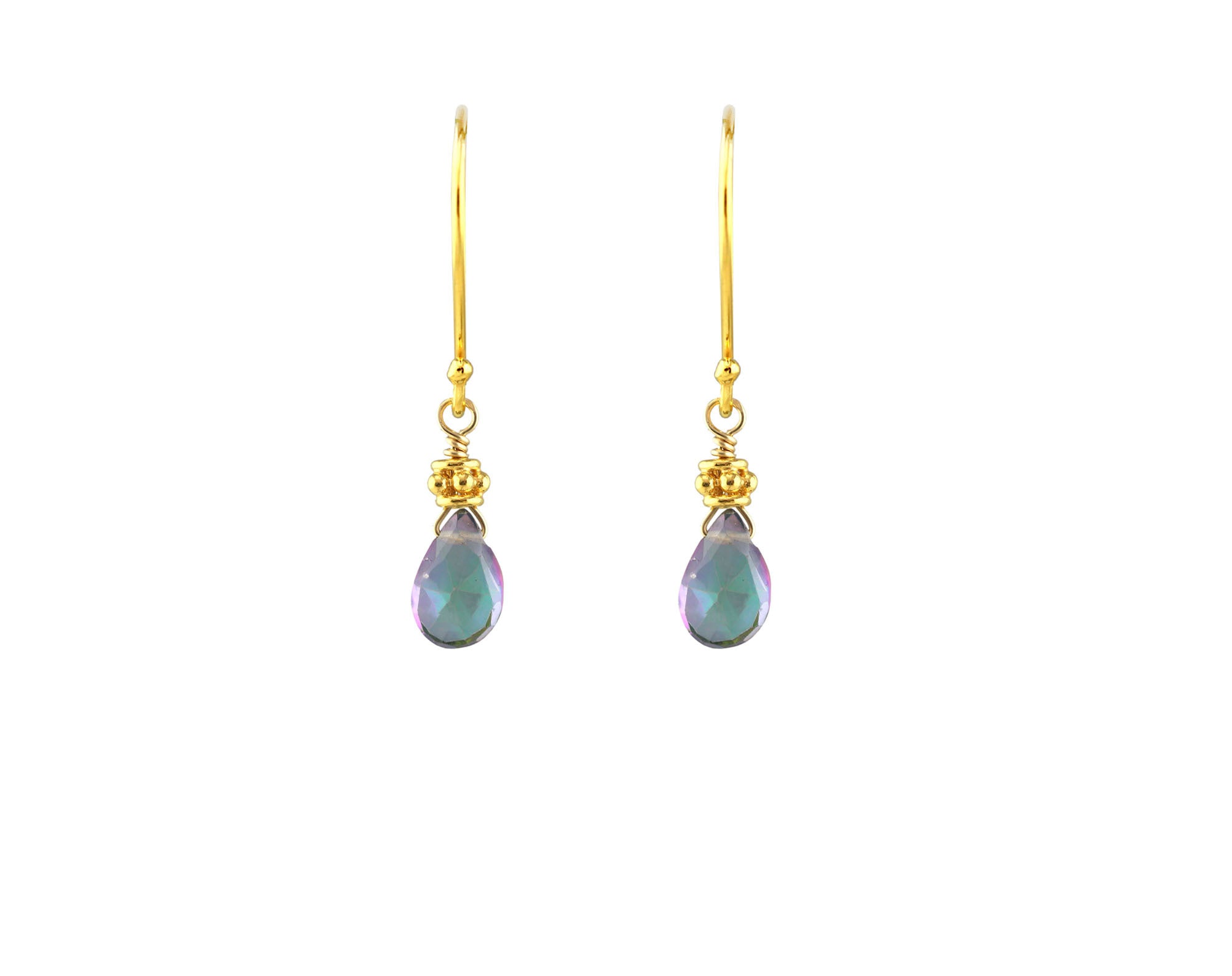 Tiny Gold Mystic Topaz Earrings-Earrings-Vixen Collection, Day Spa and Women's Boutique Located in Seattle, Washington