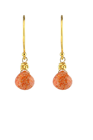 Tiny Gold Sunstone Earrings-Earrings-Vixen Collection, Day Spa and Women's Boutique Located in Seattle, Washington