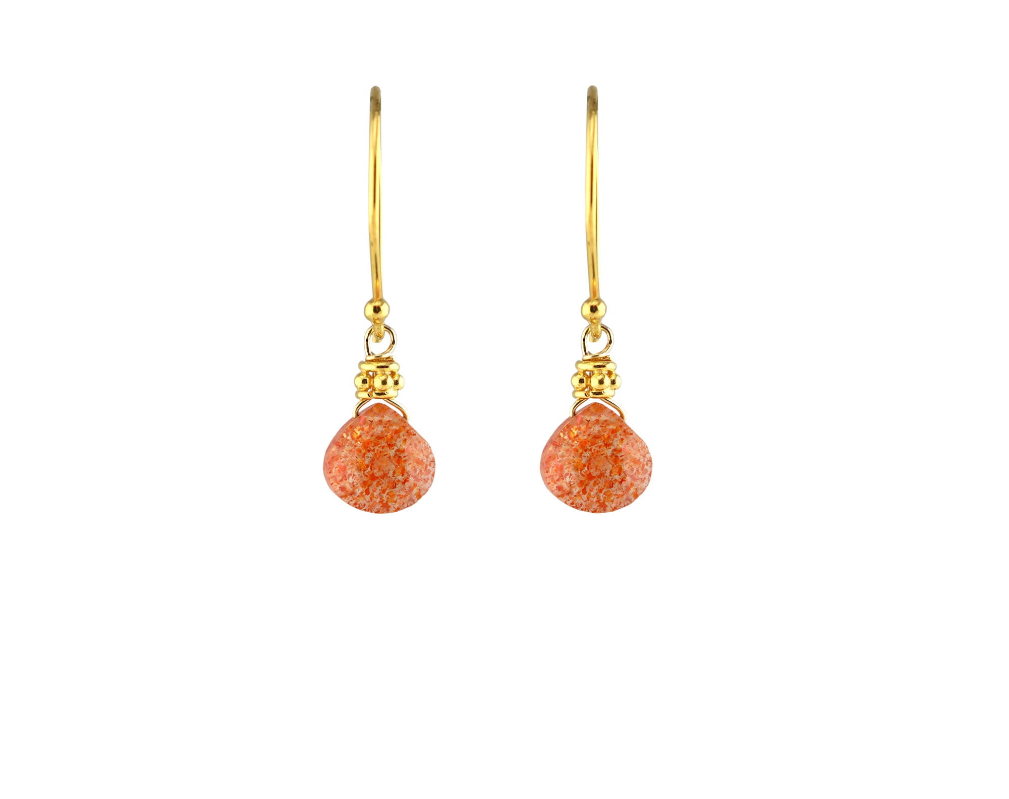 Tiny Gold Sunstone Earrings-Earrings-Vixen Collection, Day Spa and Women's Boutique Located in Seattle, Washington