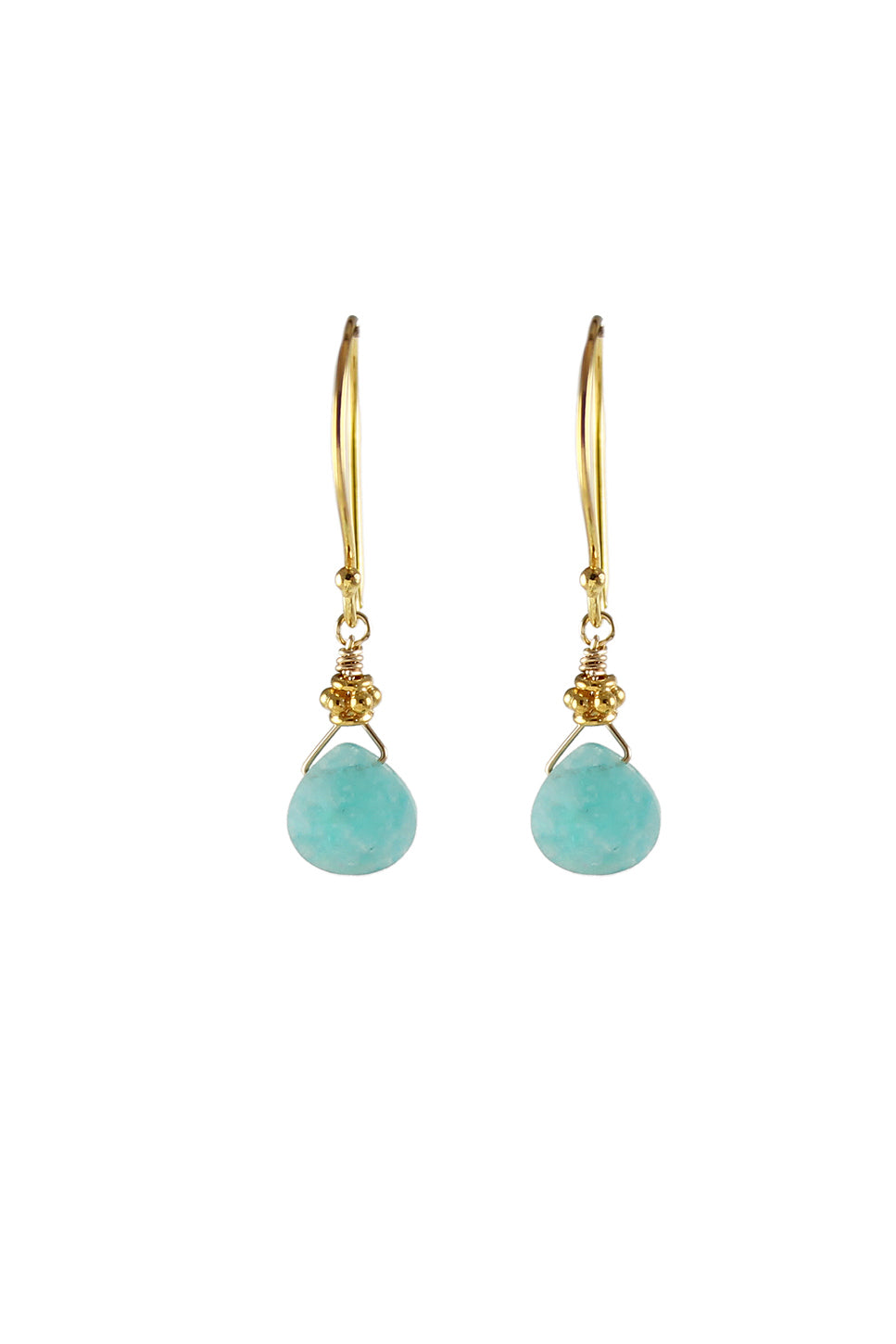 Tiny Gold Amazonite Earrings-Earrings-Vixen Collection, Day Spa and Women's Boutique Located in Seattle, Washington