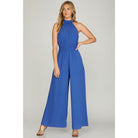 Something Blue Halter Jumpsuit-Jumpsuits-Vixen Collection, Day Spa and Women's Boutique Located in Seattle, Washington