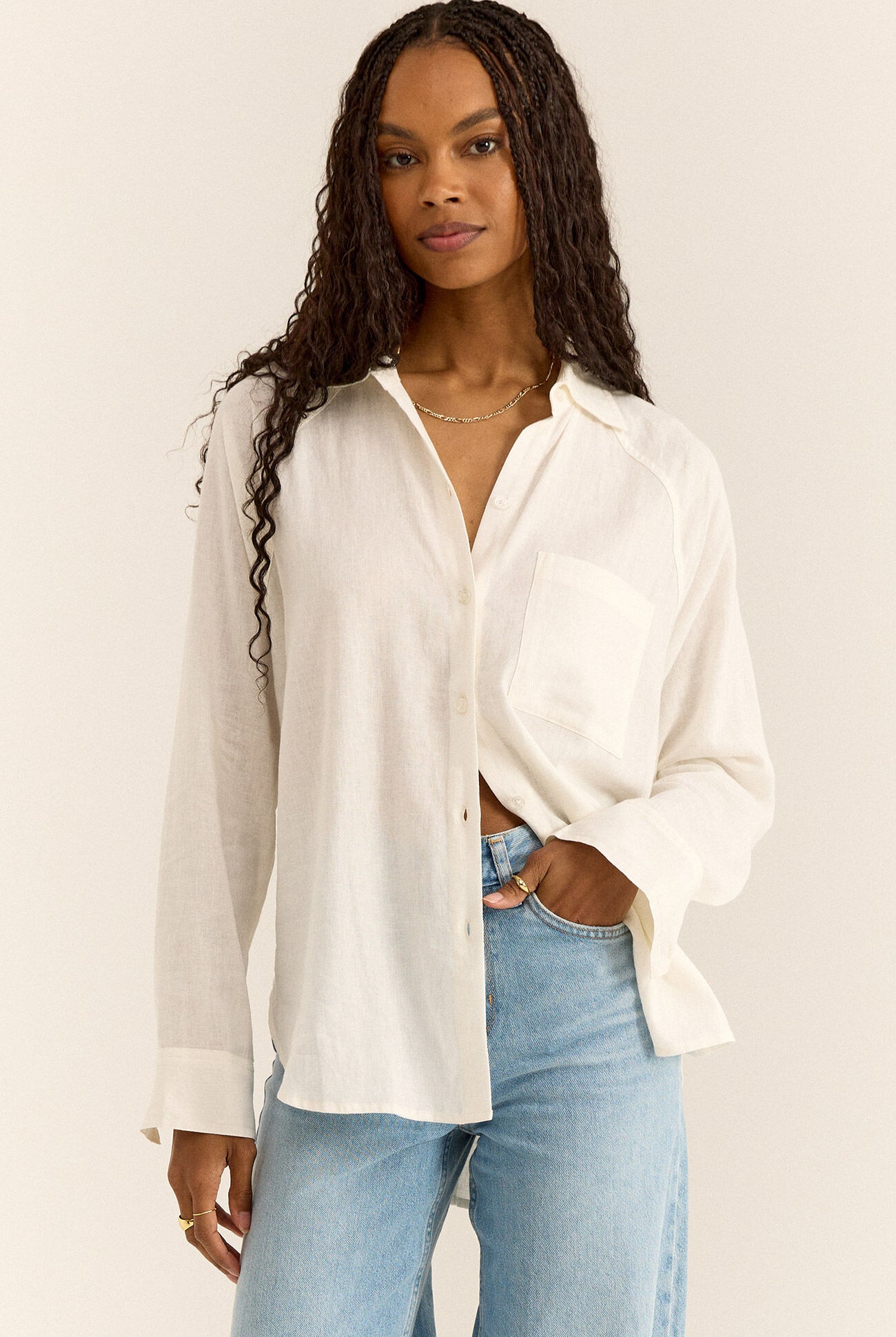 The Perfect Linen Top-Long Sleeves-Vixen Collection, Day Spa and Women's Boutique Located in Seattle, Washington
