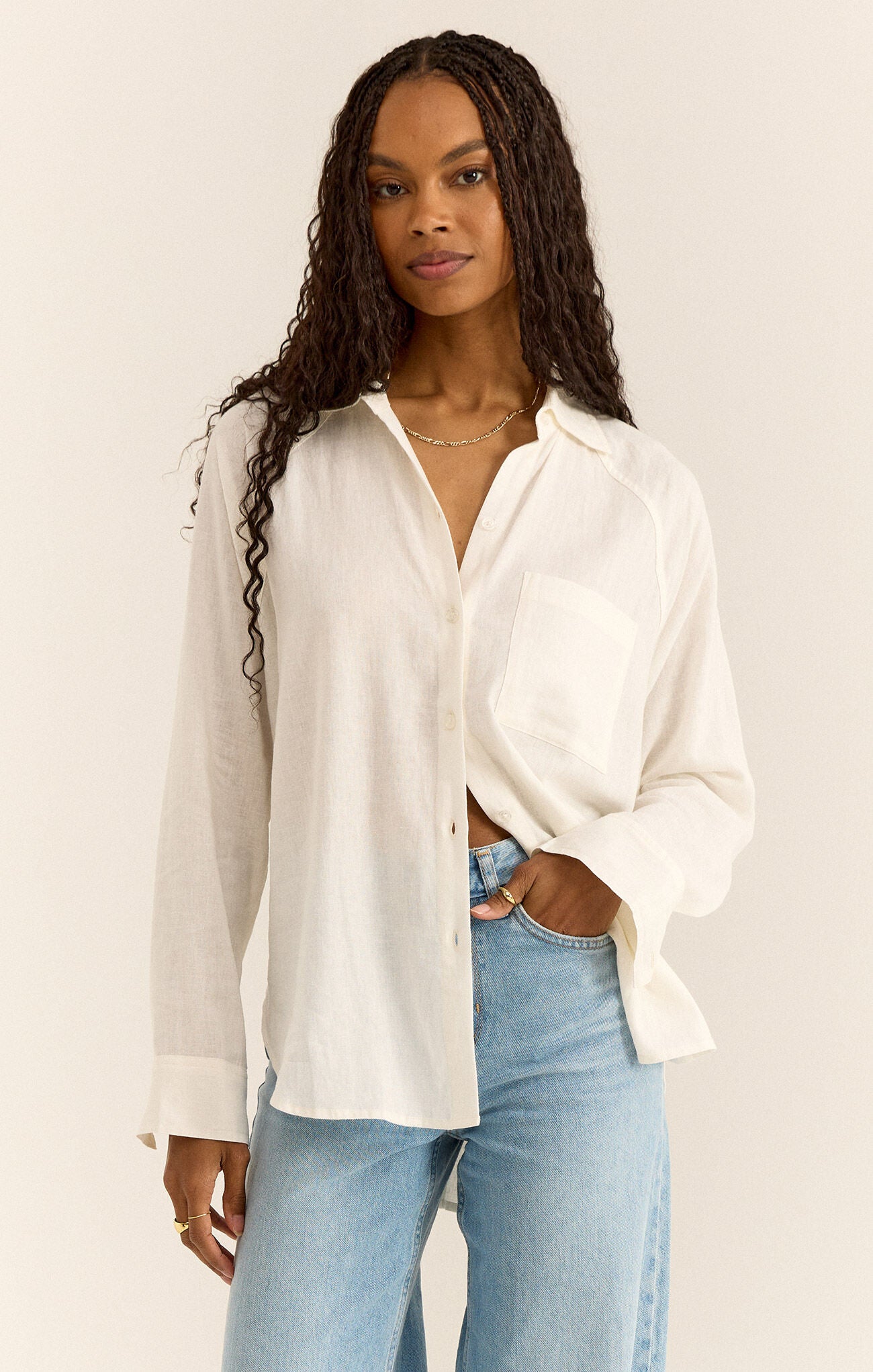 The Perfect Linen Top-Long Sleeves-Vixen Collection, Day Spa and Women's Boutique Located in Seattle, Washington