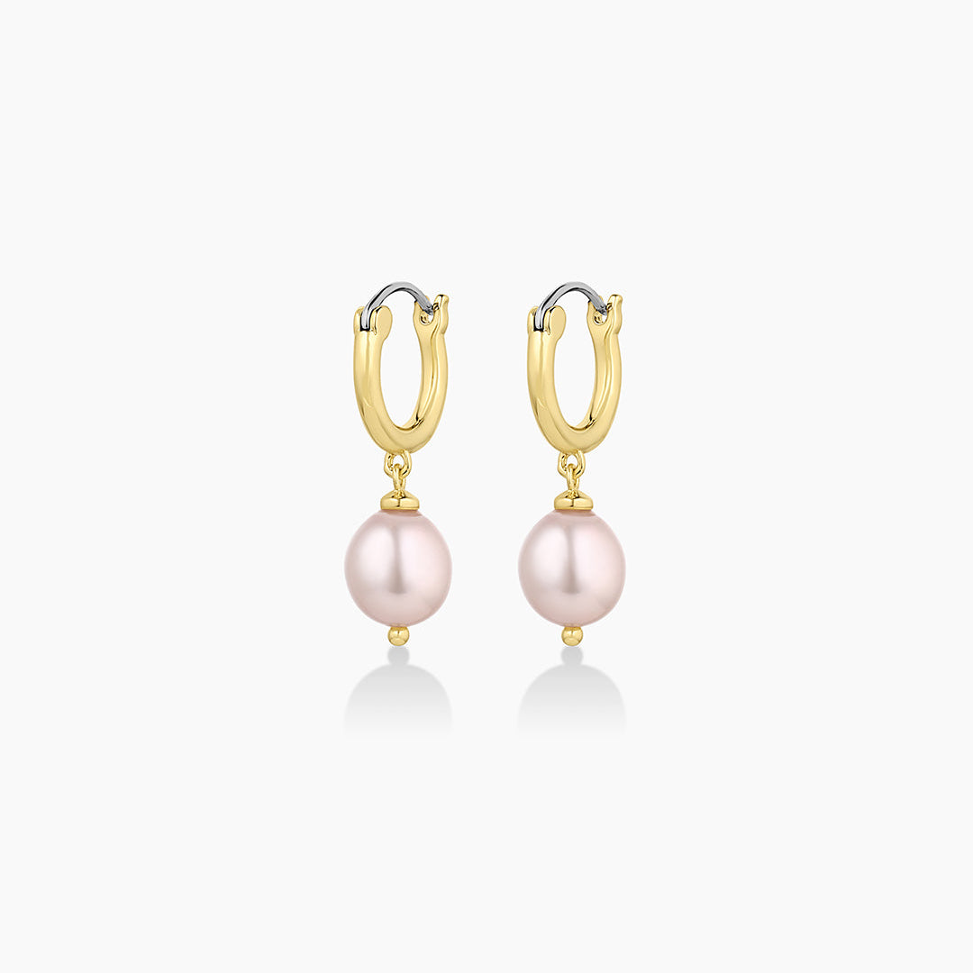 Pink Pearl Huggies-Earrings-Vixen Collection, Day Spa and Women's Boutique Located in Seattle, Washington