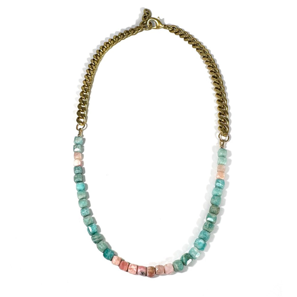 Amazonite & Peruvian Pink Opal Necklace-Necklaces-Vixen Collection, Day Spa and Women's Boutique Located in Seattle, Washington
