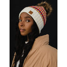 Patterned Pom Hat-Hats-Vixen Collection, Day Spa and Women's Boutique Located in Seattle, Washington