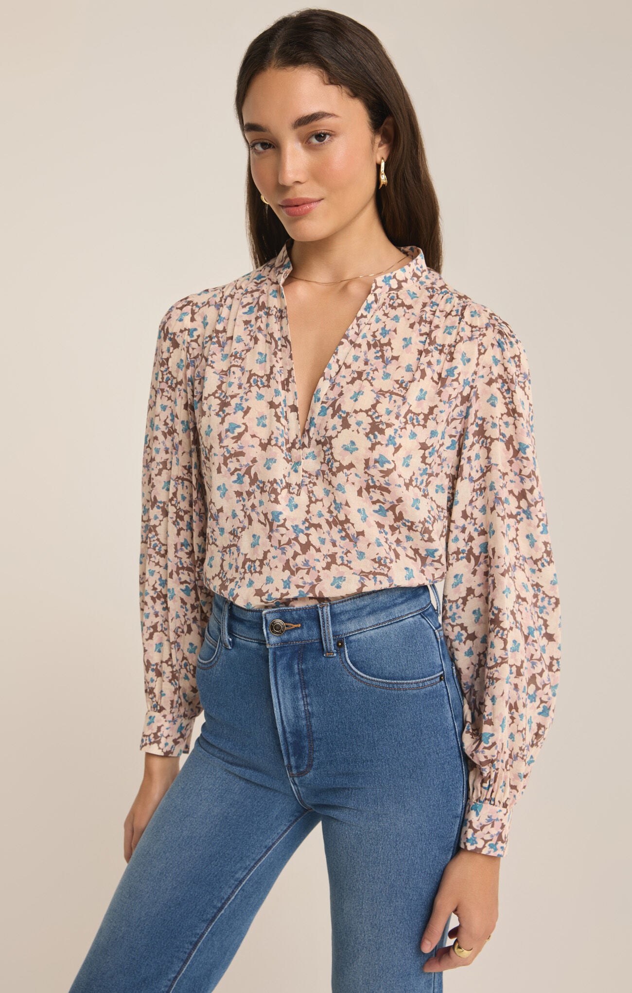 Esme La Paz Floral Blouse-Long Sleeves-Vixen Collection, Day Spa and Women's Boutique Located in Seattle, Washington