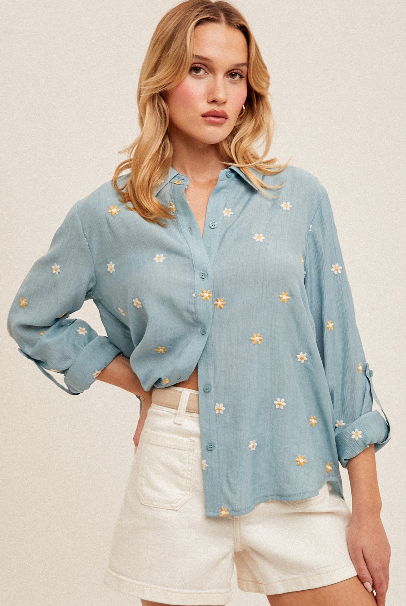 Hadley Floral Button Down Shirt-Long Sleeves-Vixen Collection, Day Spa and Women's Boutique Located in Seattle, Washington