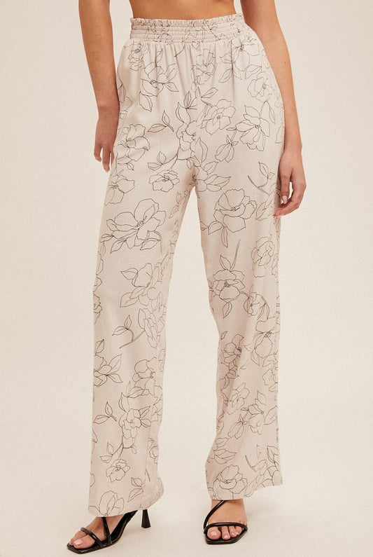 Small Talk Linen Floral Pants-Pants-Vixen Collection, Day Spa and Women's Boutique Located in Seattle, Washington