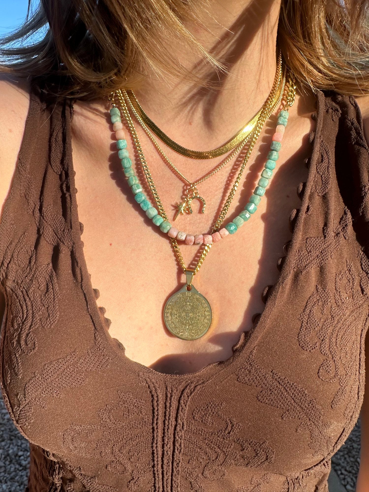 Amazonite & Peruvian Pink Opal Necklace-Necklaces-Vixen Collection, Day Spa and Women's Boutique Located in Seattle, Washington