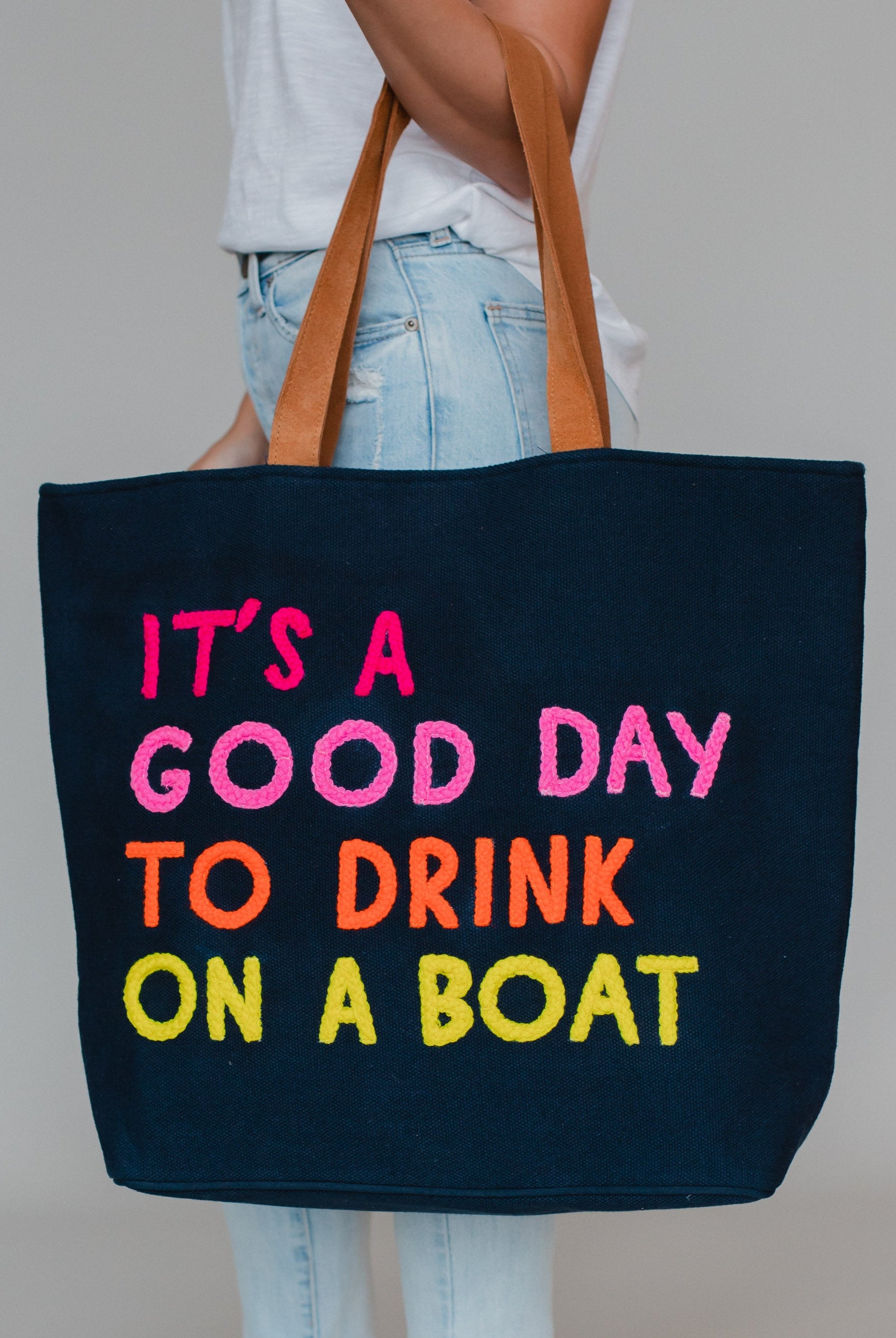 Drink On A Boat Woven Tote-Bags + Wallets-Vixen Collection, Day Spa and Women's Boutique Located in Seattle, Washington