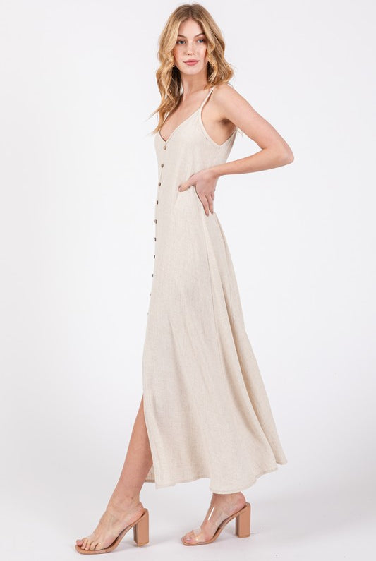 Nori Flowy Slit Detail Dress-Dresses-Vixen Collection, Day Spa and Women's Boutique Located in Seattle, Washington