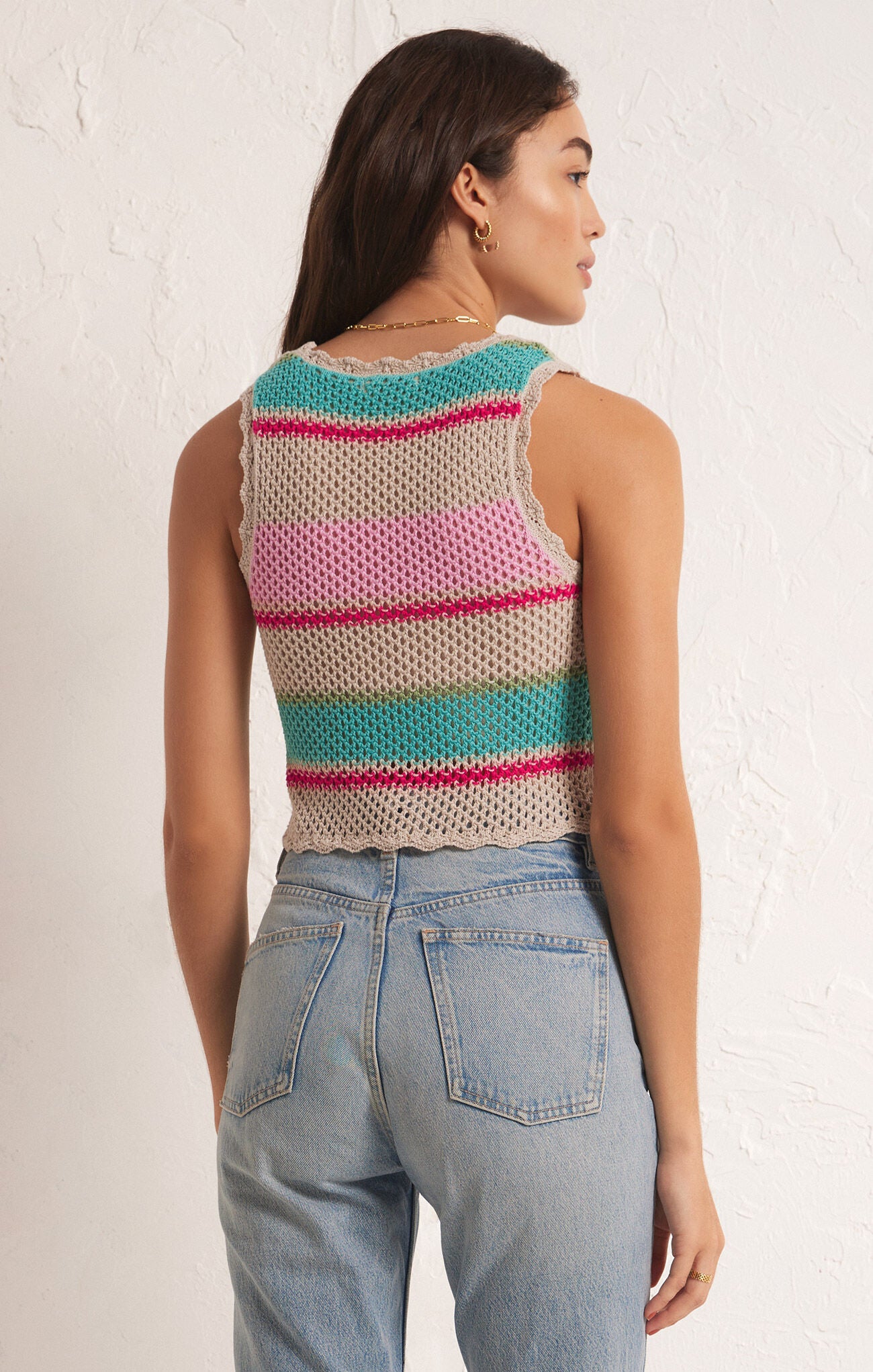 Sol Stripe Sweater Tank-Tank Tops-Vixen Collection, Day Spa and Women's Boutique Located in Seattle, Washington