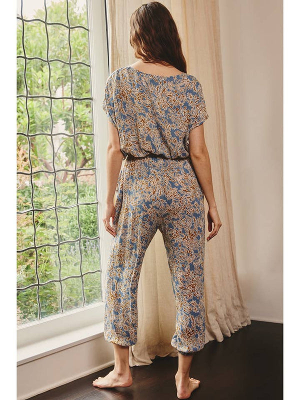 Drifting Dreams Paisley Drawstring Jumpsuit-Jumpsuits-Vixen Collection, Day Spa and Women's Boutique Located in Seattle, Washington