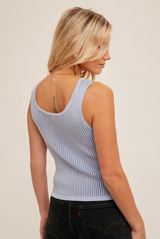 Skyline Ribbed Sweater Tank-Tank Tops-Vixen Collection, Day Spa and Women's Boutique Located in Seattle, Washington