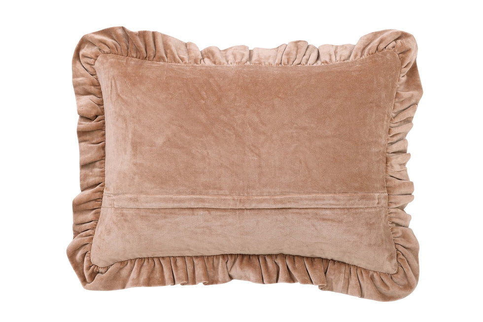 Solid Velvet Frilled Cushion-Pillows-Vixen Collection, Day Spa and Women's Boutique Located in Seattle, Washington