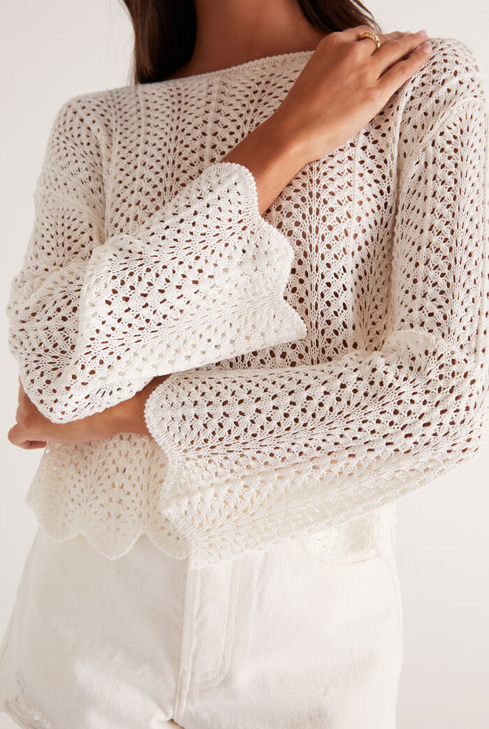 Donovan Crochet Top-Long Sleeves-Vixen Collection, Day Spa and Women's Boutique Located in Seattle, Washington