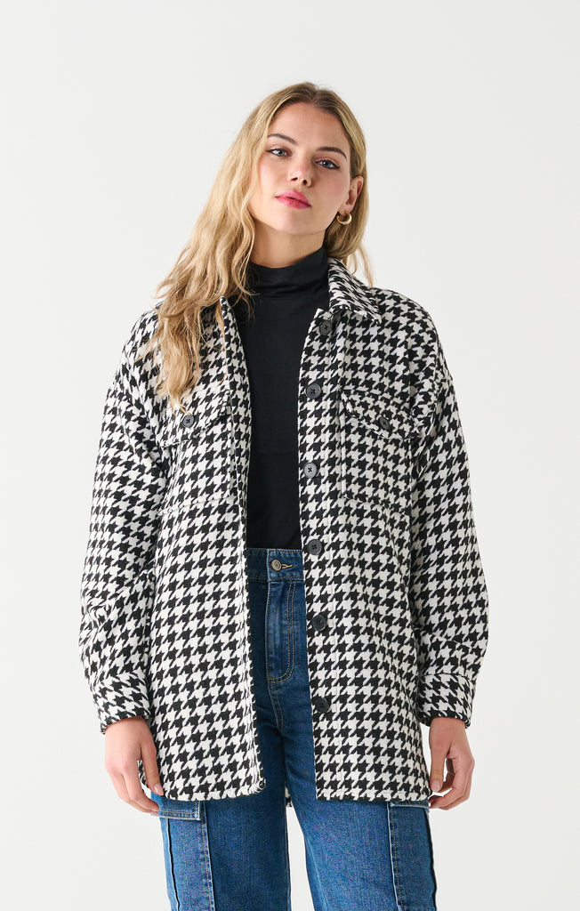 Ginny Houndstooth Shacket-Outerwear-Vixen Collection, Day Spa and Women's Boutique Located in Seattle, Washington